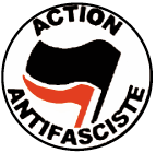 badge drapeau action antifa